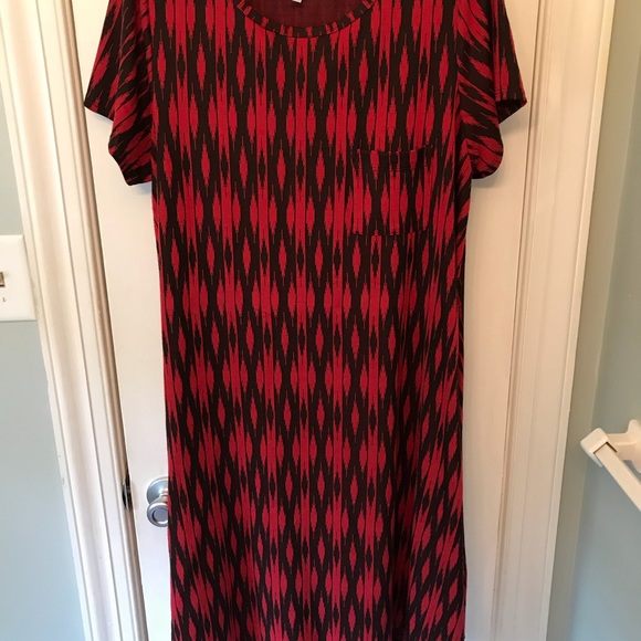 2xl Lularoe Carly Red Ikat Pattern EUC - Picture 5 of 5
